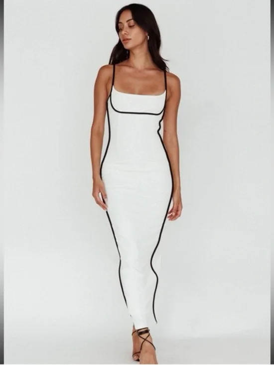 Selfie Leslie White & Black Contrast Midi Dress – Size XS (AU 6) – NWT - Picture 9 of 9